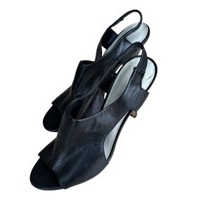 Nine West Black Leather Slingback Heels - classic party elegant Size 7M